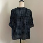 Sanctuary Polka Dot VNeck Blouse Plus Size 1X Navy Blue Preppy Retro Clean Girl Photo 3