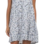 Lucky Brand  100% linen blue floral vneck dress small Photo 0