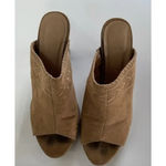 Madden Girl Shoes Womens Size 8.5 Tan Billii Block Heel Mule Sandals Peep Toe Photo 1