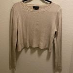 House of Harlow 1960 Beige Ribbed Cropped Long Sleeve Sweater Size L Photo 0