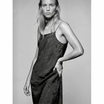 ZARA NWT dark hunter green satin embroidered floral print satin maxi slip dress Photo 11