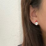 Adorable Enamel Santa Claus Hat Clear CZ Rhinestones Stud Earrings Photo 4