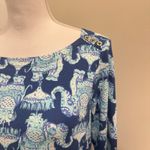 Lilly Pulitzer  Blue Sophie Dress Stretch Jersey Elephant Print Preppy Resortwear Photo 4