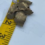 Vintage enameled layered leaf brooch. Green Photo 6