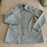 None Vintage handmade polyester jacket housecoat green plaid Photo 5