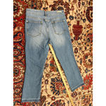 Pilcro  High Rise Flare Jeans Size 28 Light Wash Raw Hem Stretch Denim Photo 6