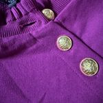 Talbots Ruffle Trim Raglan Purple Sweater Gold Buttons Cottage Boho Size Medium Photo 6
