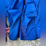 Vintage Horchow blue silk rose monochrome two piece skirt suit, size 10 Photo 10