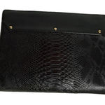 JustFab  Joey portfolio iPad clutch black faux leather python embossed‎ fold over Photo 0