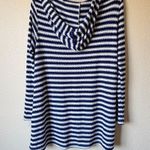 La Blanca  Blue White Striped Knit Hoodie Swimsuit Coverup Womens M Nautical Photo 4