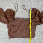 Avec Les Filles  Sienna Faux Leather Crop Top Brown XS Photo 8