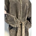 Wilson Brown Leather Jacket Heavy Coat Womens S Faux Fur Hood Boho Gorp Penny Photo 3