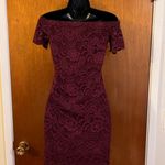 Ambiance Burgandy Lace Off the Shoulder Dress Effortless Elegance Size Small Photo 7