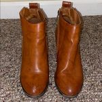 Bamboo Womens  Brown Ankle Booties With Chunky Heel Photo 1