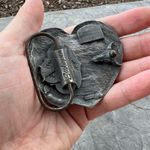 Vintage Siskiyou Pewter HEART Floral Enameled Belt Buckle 1995 USA Gray Photo 2