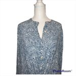 Gap Blue & White Tribal Paisley Long Sleeve Midi Dress Size Medium Photo 1