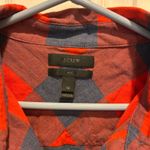 J.Crew  Red The Boy Fit Red Navy Plaid Flannel Button Down Shirt Women Size 12 Photo 2
