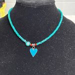 Sterling Silver and Turquoise Heart and Evil Eye necklace Red Photo 0