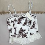 Thirty Thirty LA Women's Floral Corset Camisole Top White Brown Floral Size S Photo 1