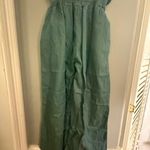 Highlight Sage Green Linen Paperbag Waist Cropped Wide Photo 0