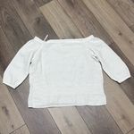 Loft White Linen Blend Peasant Blouse Women’s L Boxy Boho Coastal Beach Cottege Photo 1