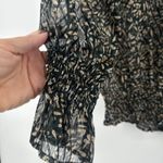 Molly Bracken Floral Sheer Blouse Smocked Ruffle Neck Long Sleeve Size Small Photo 3