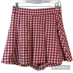 ZARA  Red White Gingham Skort Shorts Pleated  Skirt Size M Photo 0