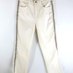 L'Agence Nadia Cropped Straight Jeans White Silver Tuxedo Stripe Stretch 25 Photo 2