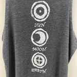 Chaser Heathered Black White Sun Moon Earth Raw Hem Graphic Muscle Tee Tank Top Photo 4