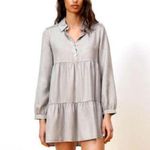 ZARA Women's Size Medium Beige Chic Tiered Shirt Dress Light Gray Mini Summer Photo 0