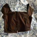 Elodie  Top Crop Button-Up Waffle Knit Short Sleeve Photo 0