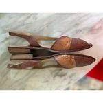 Vintage Bally Brown Leather Embossed Lizard Slingback Flat Sandal Size 10 Photo 5