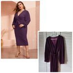SheIn New Womens Sexy Plunge Wrap Dress with Tie Belt Purple Eggplant Size 1X Photo 1