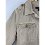 J.Crew Women’s Tan 100% Cotton Button Front Safari Crop Distress Utility Jacket Photo 4