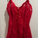 Victoria's Secret Vintage Victoria Secret Bodysuit Red‎ Gold Label Teddy Snap Crotch Size M Photo 0