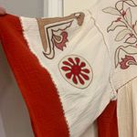 easel Boho Baby Doll Off White & Rust Orange Medium Blouse. 2541 Photo 2