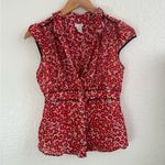 Anthropologie  Odille 100% Silk Blouse Size 6 Pink Red Blouse Photo 2
