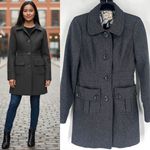 Anthropologie  Tulle Grey Wool‎ Blend Long Pea Coat Size S Peacoat Preppy Classic Photo 1