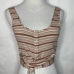 Privacy Please  Brown Cream Ribbed Bodysuit Sz Small Wrap Waist Photo 0