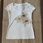Loft Ann Taylor flower shirt sz S short sleeve scoop Photo 0