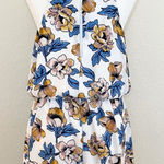 J for Justify ‎ Floral Romper Halter Keyhole Sleeveless White Blue Yellow L NWOT Photo 0
