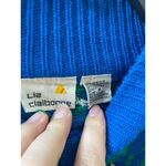 Liz Claiborne VTG Women’s Sweater Sz M Chunky Knit Blue GREEN GEOMETRIC Photo 2