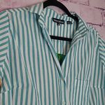 Tolani  COLLECTION MIXED MEDIA STRIPED BUTTON FRONT BOLD FLORAL FLOWY BACK TUNIC Photo 4