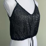 ZARA black sequins tie waist spaghetti straps cropped top Photo 3