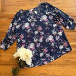 Hippie Rose  Floral Blouse Criss Cross Detail Sheer XL Photo 0