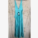 Elliatt  Junia Sleeveless Maxi Gown in Aquamarine Blue Satin Photo 4