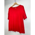 kim rogers  Shirt Womens Extra Large Red Crisscross Sleeves Pullover Casual Photo 5