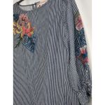 Philosophy  Dress PL Blue White Striped Embroidered Dress Balloon Sleeves Pockets Photo 3