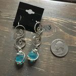 Funky Blue Silver Spiral Earrings Photo 2