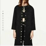 ZARA Black Faux Suede Longline Button Jacket Overcoat Size XSmall EUC Photo 1